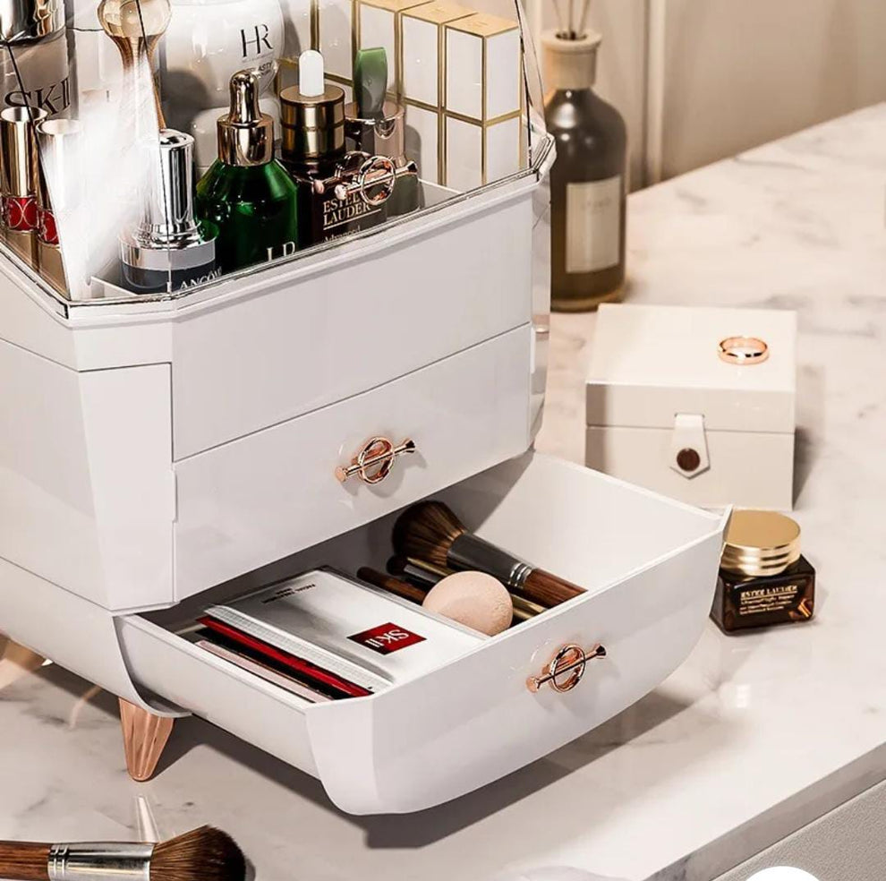 Vanity Cosmetics Storage Box – Dust-Proof Makeup Organizer
