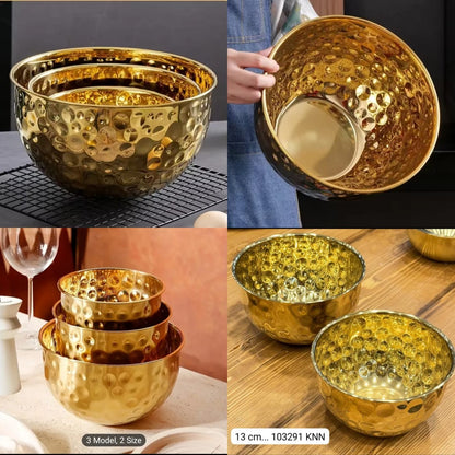 Premium stainless steel golden hammered bowl - My Store