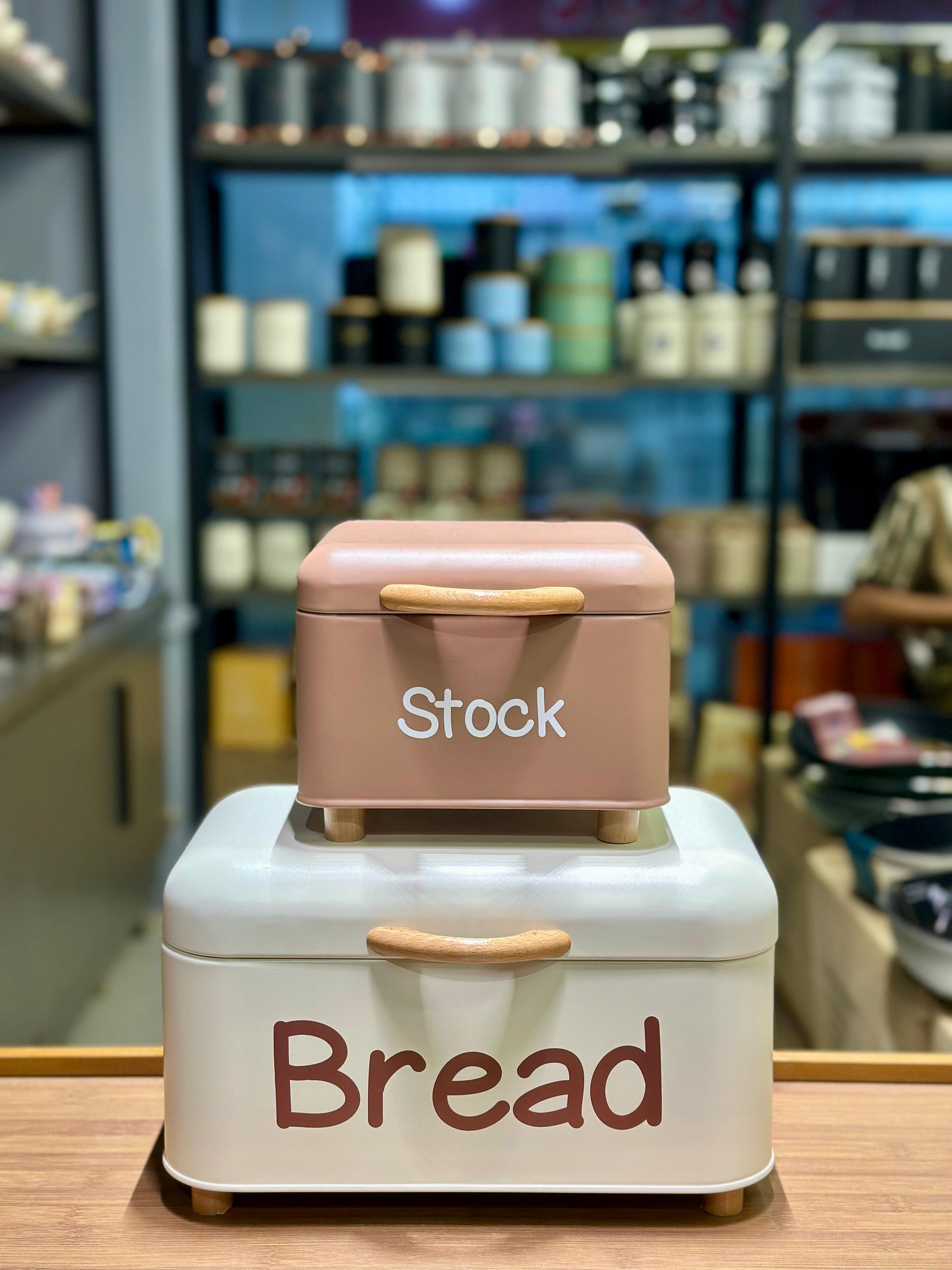 2-Piece Vintage Countertop Storage Set – Bread Box & Stock Organizer - My Store