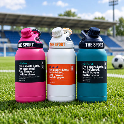 Insulated Stainless Steel Sports Water Bottle with Built-in Straw – 625ml / 700ml