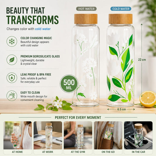 Borosilicate Glass Bottle with Bamboo Lid – 500ml