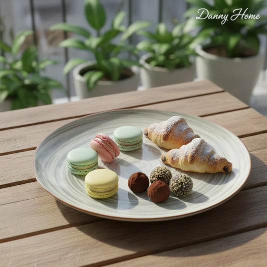 Danny Home Swirl Pattern Ceramic Flat Dinner Plate – 10.5 Inch - My Store