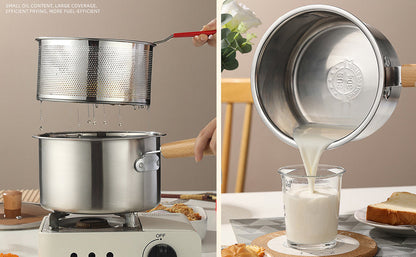 Stainless Steel Milk Pot with Strainer Basket – 20cm