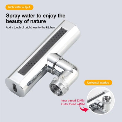 4-in-1 Waterfall Kitchen Faucet Extender – 360° Rotating Multi-Spray Tap Attachment