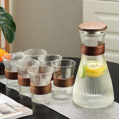 Luxurious 5-Piece Ribbed Glass Water Set – Jug & 4 Glasses - My Store