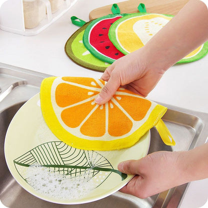 4 pcs Lovely Fruit Print Hanging Kitchen Towel Microfiber - My Store