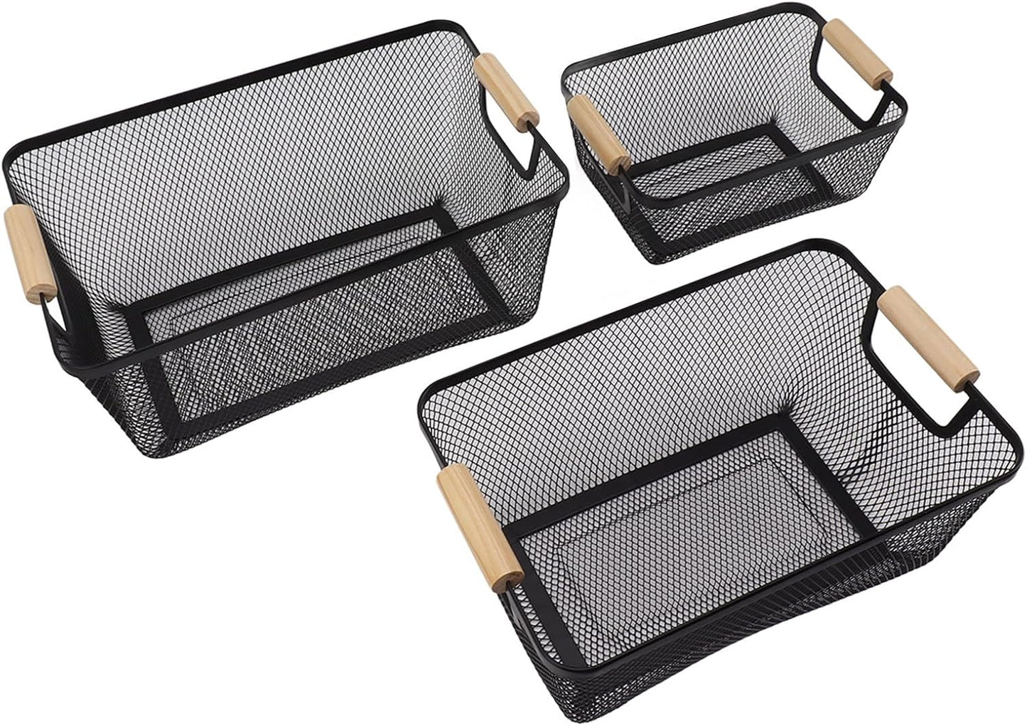 Modern Mesh Storage Basket with Wooden Handles - My Store
