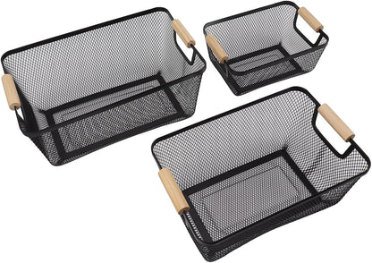 Modern Mesh Storage Basket with Wooden Handles - My Store