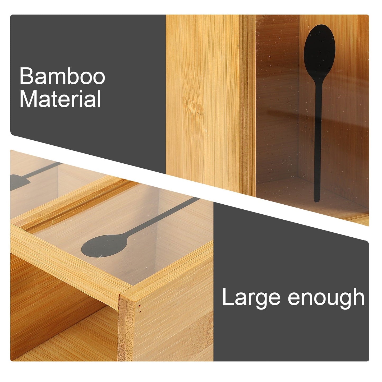 Bamboo Cutlery Holder Organizer - My Store