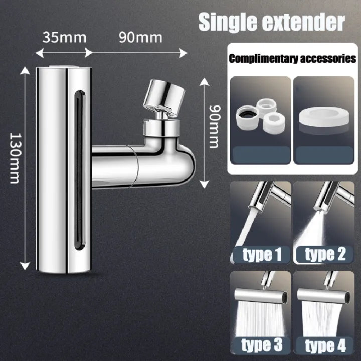 4-in-1 Waterfall Kitchen Faucet Extender – 360° Rotating Multi-Spray Tap Attachment