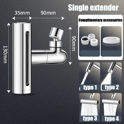 4-in-1 Waterfall Kitchen Faucet Extender – 360° Rotating Multi-Spray Tap Attachment