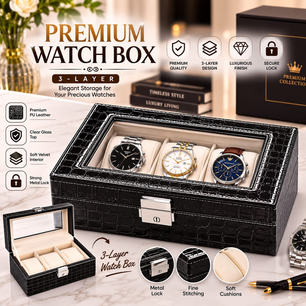 Premium Leather Watch Organizer & Display Box