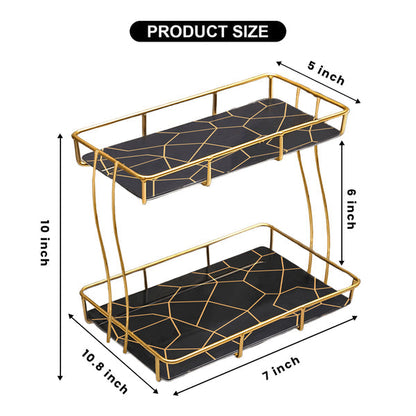 2-Tier Rectangular Golden Vanity Stand - My Store