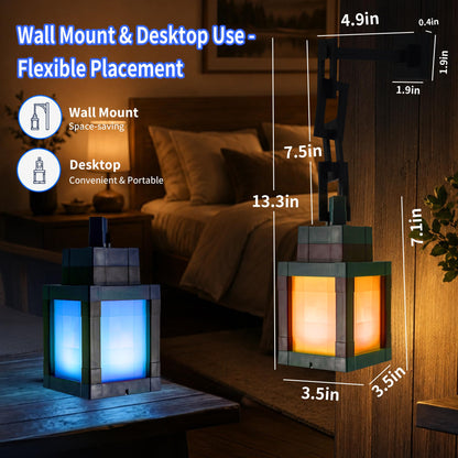 Minecraft-Style RGB Pixel Lantern Night Light