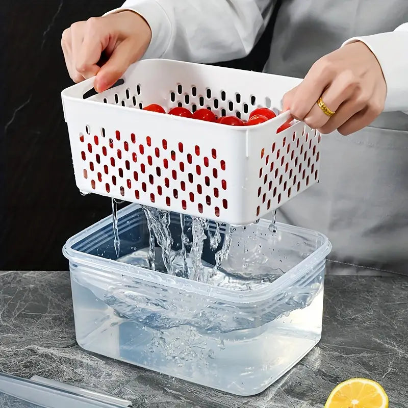 3-Piece Fresh-Keeping Fridge Organizer Set with Drain Baskets - My Store