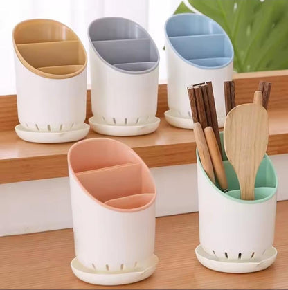 Multi-Compartment Cutlery Holder & Drainer Organizer