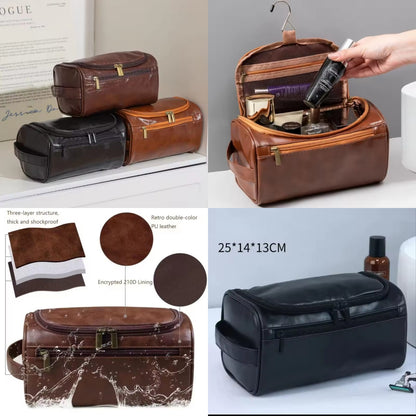 Premium Leather Hanging Toiletry Bag - My Store