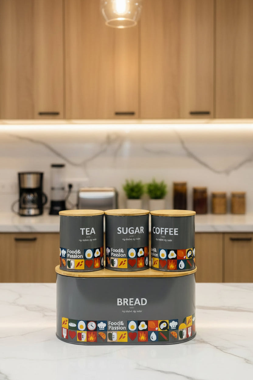4-Piece Food & Passion Kitchen Storage Set - My Store
