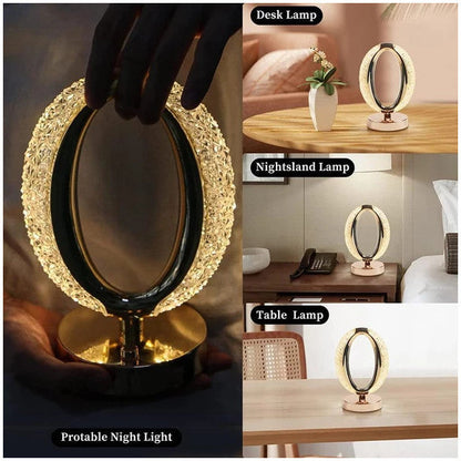 Luxury O-Ring Crystal LED Table Lamp – Rechargeable