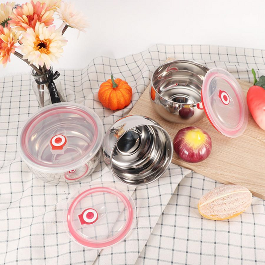 3 Sizes Stainless Steel Food Container with Airtight Plastic Lid - My Store