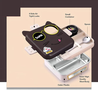 Super Cat Kids Lunch Box – 3 Compartment Stainless Steel Bento Box - My Store