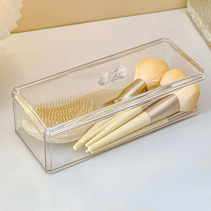 Clear Acrylic Makeup Brush Organizer with Lid