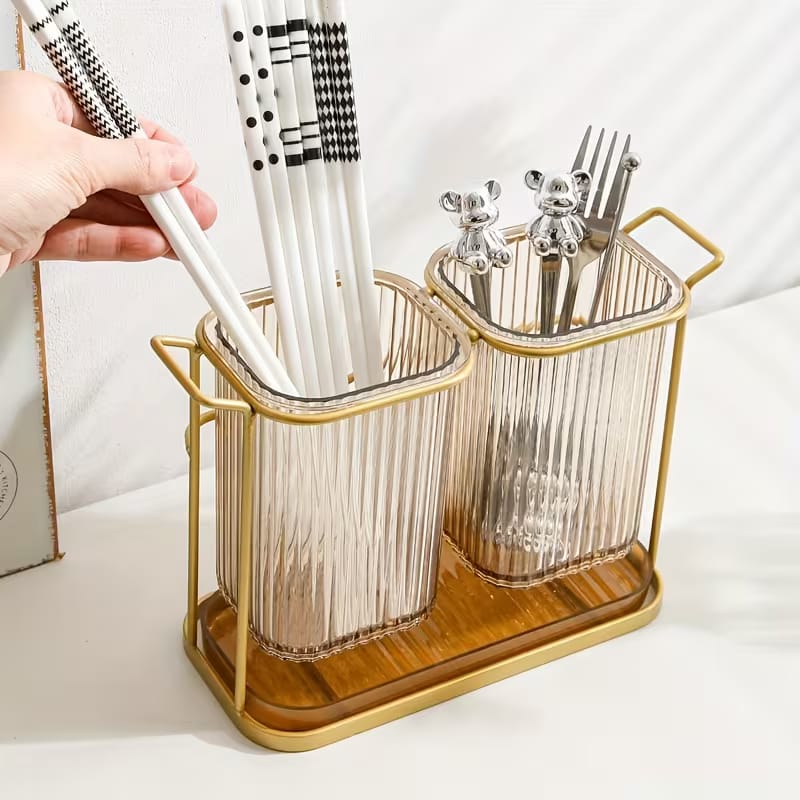 Dual-Compartment Cutlery & Organizer Stand