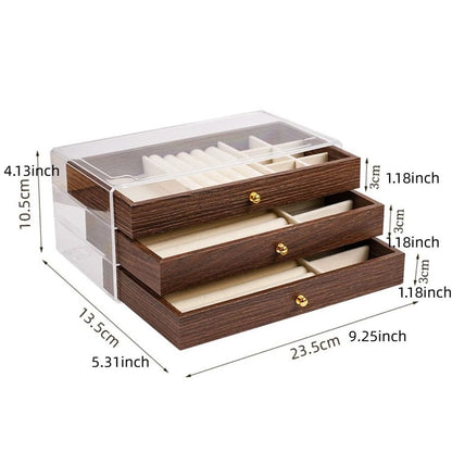 3-Drawer Wooden & Acrylic Jewelry Organizer