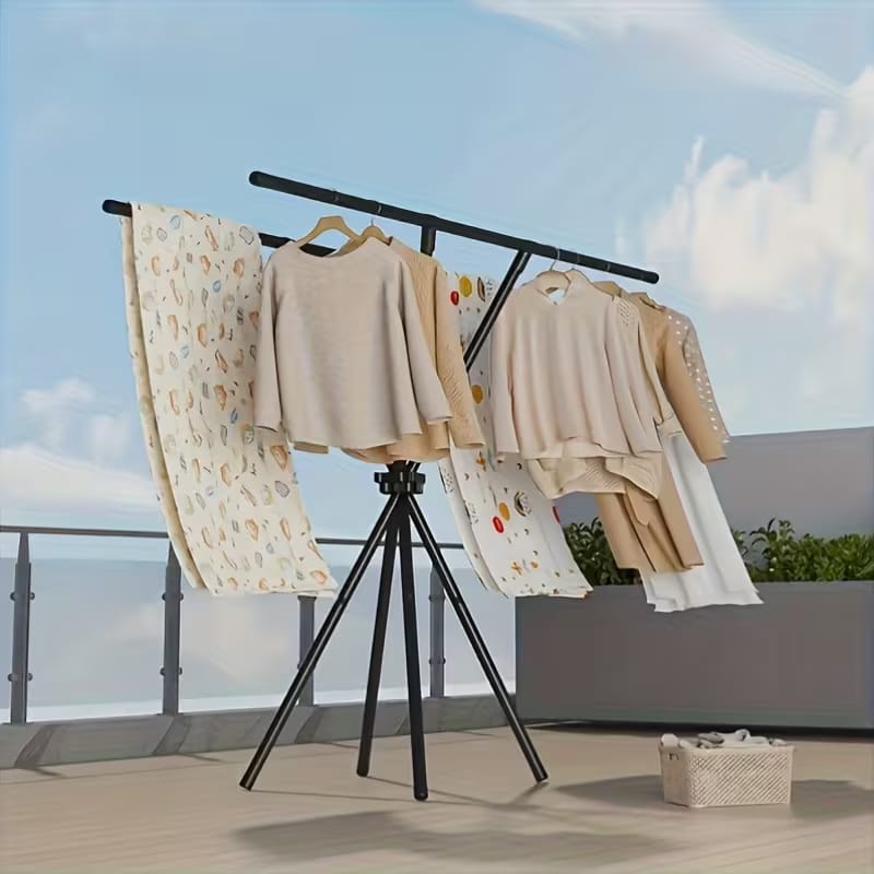 Foldable Double-Rod Metal Clothes Drying Rack
