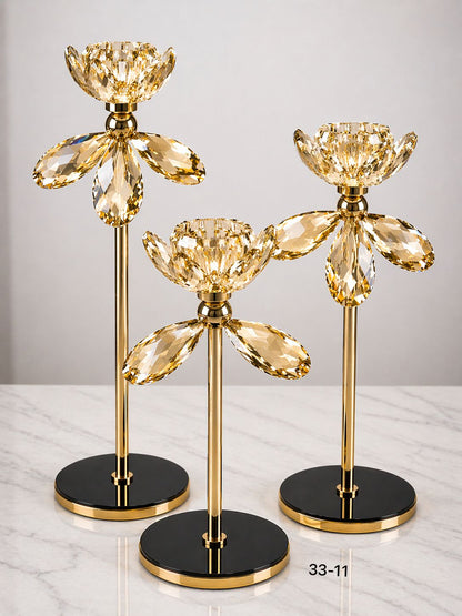 Luxury Crystal Flower Candle Stand – Set of 3 - My Store