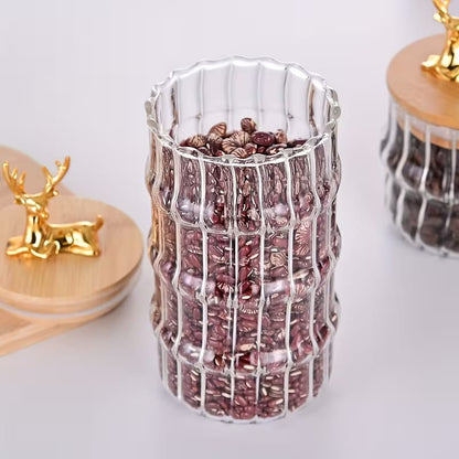Premium Golden Deer Ripple Glass Storage Jars - My Store
