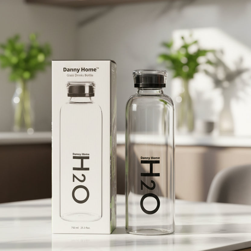 Danny Home™ H2O Premium Borosilicate Glass Water Bottle – 750ml