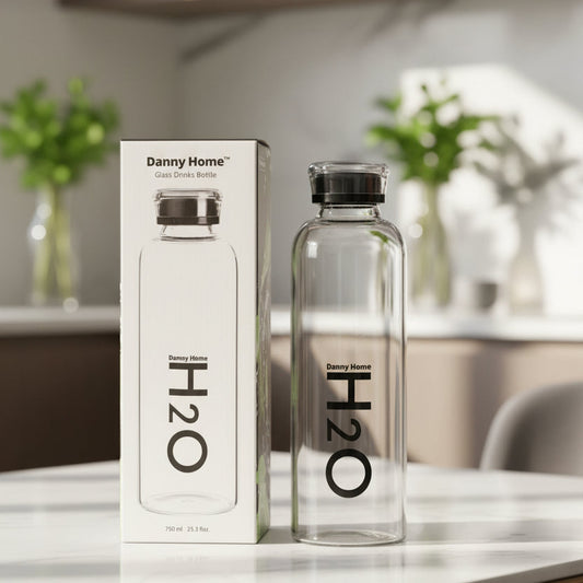 Danny Home™ H2O Premium Borosilicate Glass Water Bottle – 750ml