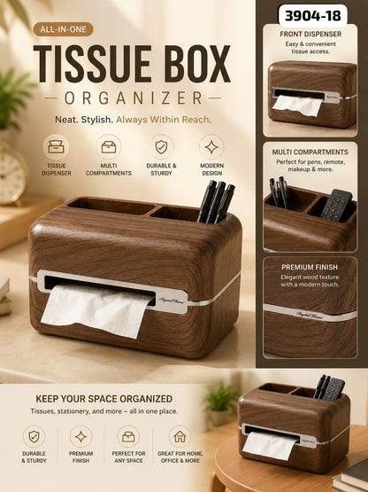 Premium Wooden Tissue Box & Desk Organizer - My Store