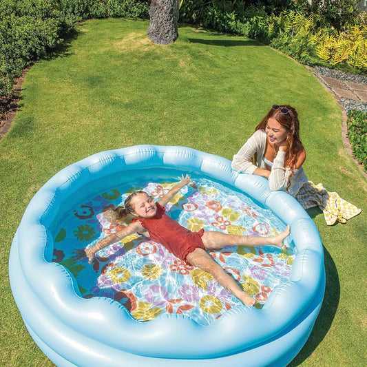 INTEX 66" x 18" Scalloped 3-Ring Inflatable Kids Swimming Pool