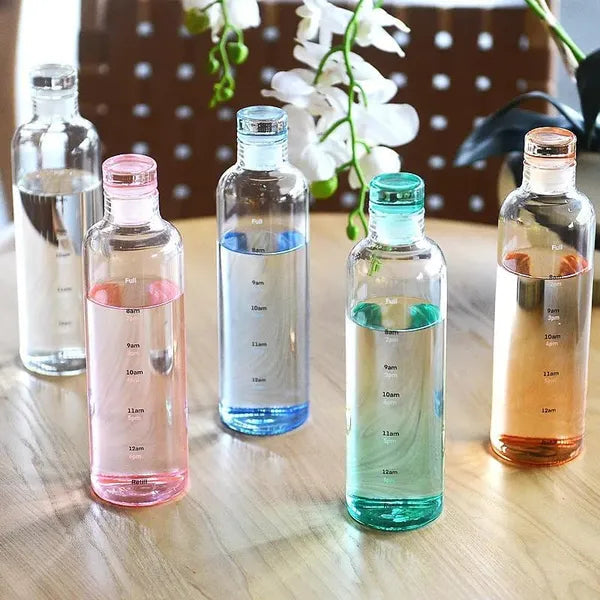 HydrateTime™ Borosilicate Glass Water Bottle with Time Marker
