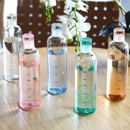 HydrateTime™ Borosilicate Glass Water Bottle with Time Marker