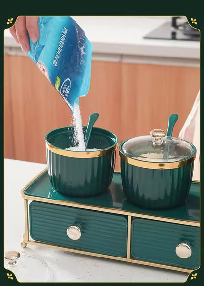 Luxury Emerald & Gold Spice Organizer Set - My Store