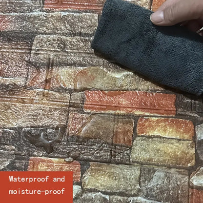 🧱 3D Rustic Brick Wall Stickers – Self-Adhesive PVC Foam Wallpape - My Store