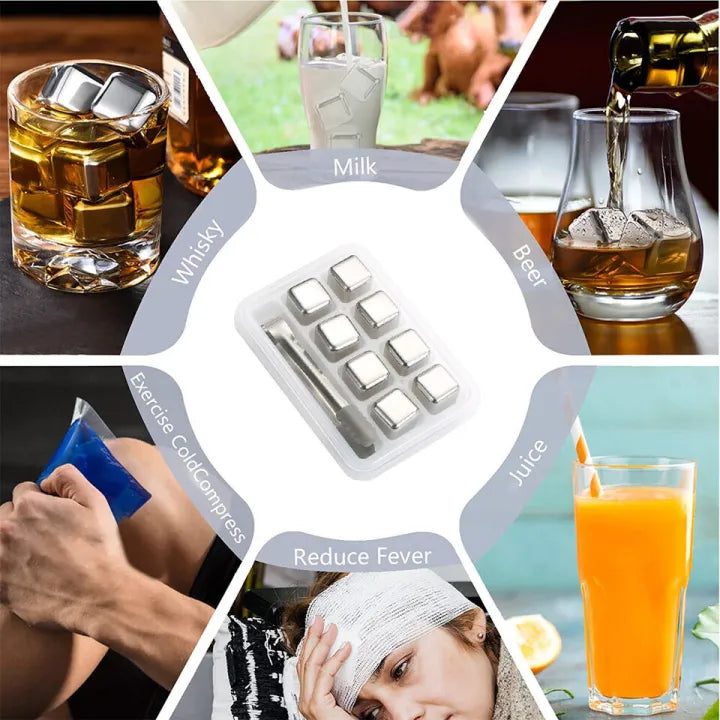 Reusable Stainless Steel Ice Cubes (Set of 8) - My Store