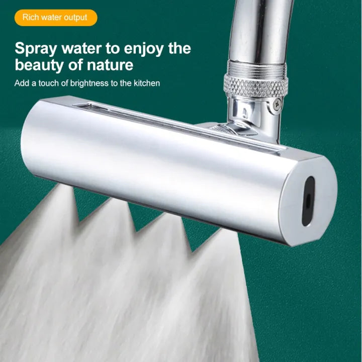 4-in-1 Waterfall Kitchen Faucet Extender – 360° Rotating Multi-Spray Tap Attachment
