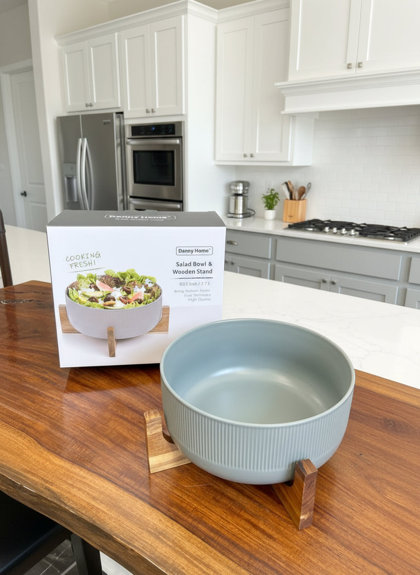 Danny Home Salad Bowl & Wooden Frame 2.7Liter