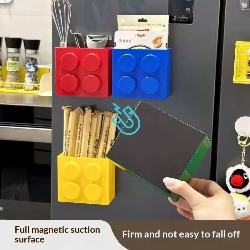 Building Block Magnetic Storage Pocket | Fridge & Metal Surface Organizer