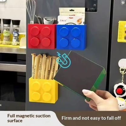 Building Block Magnetic Storage Pocket | Fridge & Metal Surface Organizer