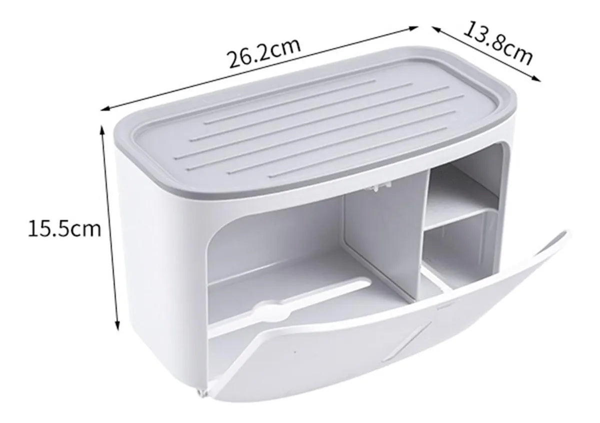 2-Tier Waterproof Wall-Mounted Toilet Paper Holder with Shelf - My Store