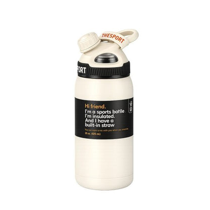 Insulated Stainless Steel Sports Water Bottle with Built-in Straw – 625ml / 700ml