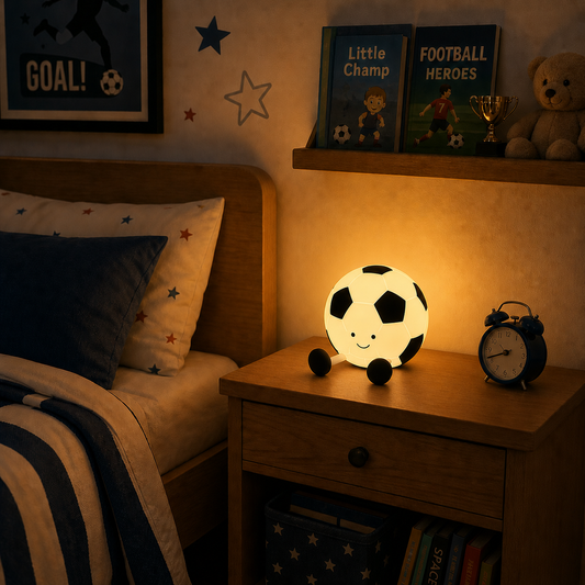 Cute Soccer Ball LED Silicone Night Light – Rechargeable Bedside Lamp