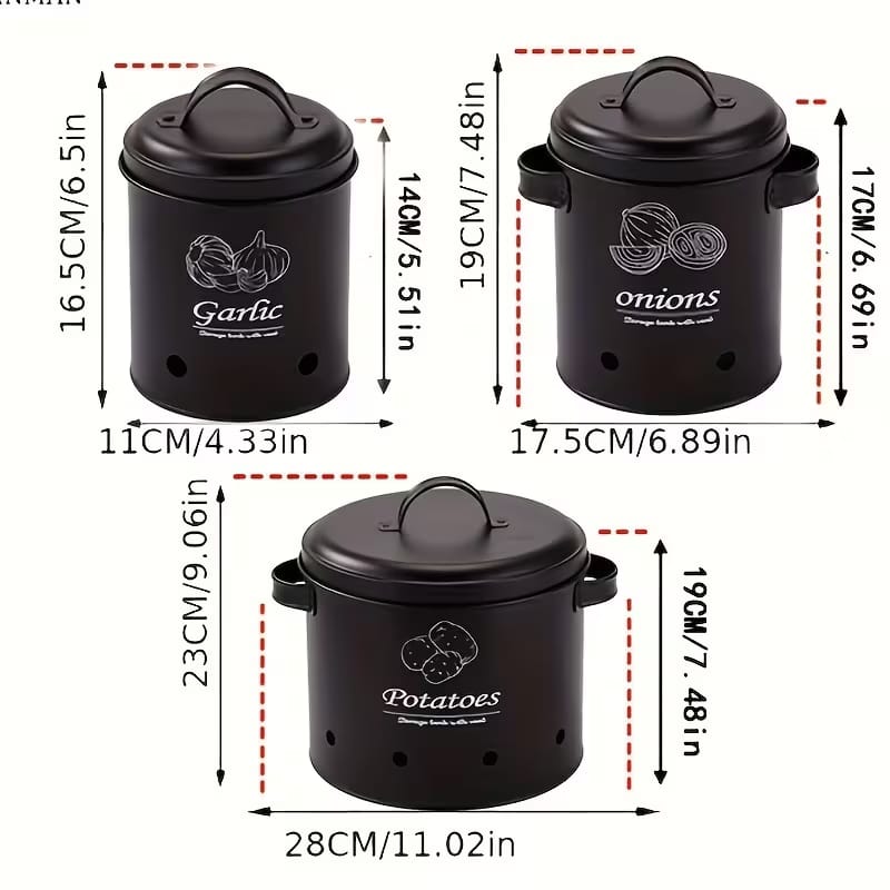 3-Piece Retro Metal Kitchen Storage Canister Set