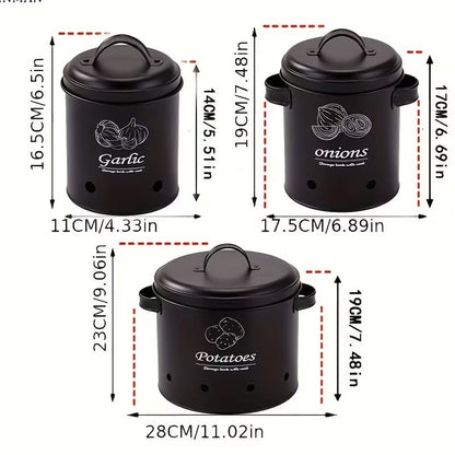 3-Piece Retro Metal Kitchen Storage Canister Set