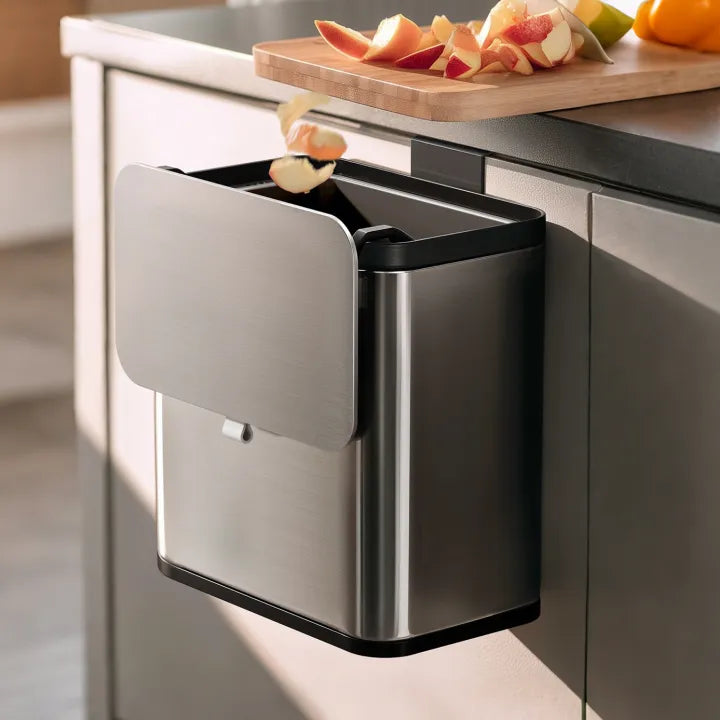 Stainless Steel Hanging Trash Can – Dual Opening Lid (3L / 8L) - My Store